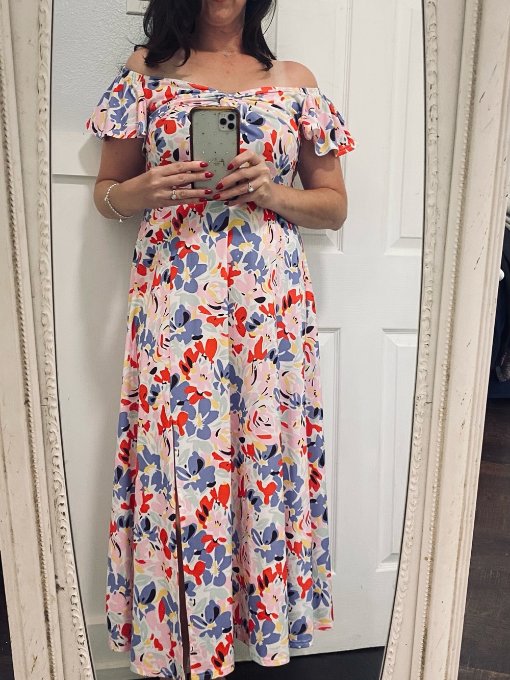 Grace Karin Off-Shoulder Midi Dress | Feminine Summer Vacation Flutter Sleeves